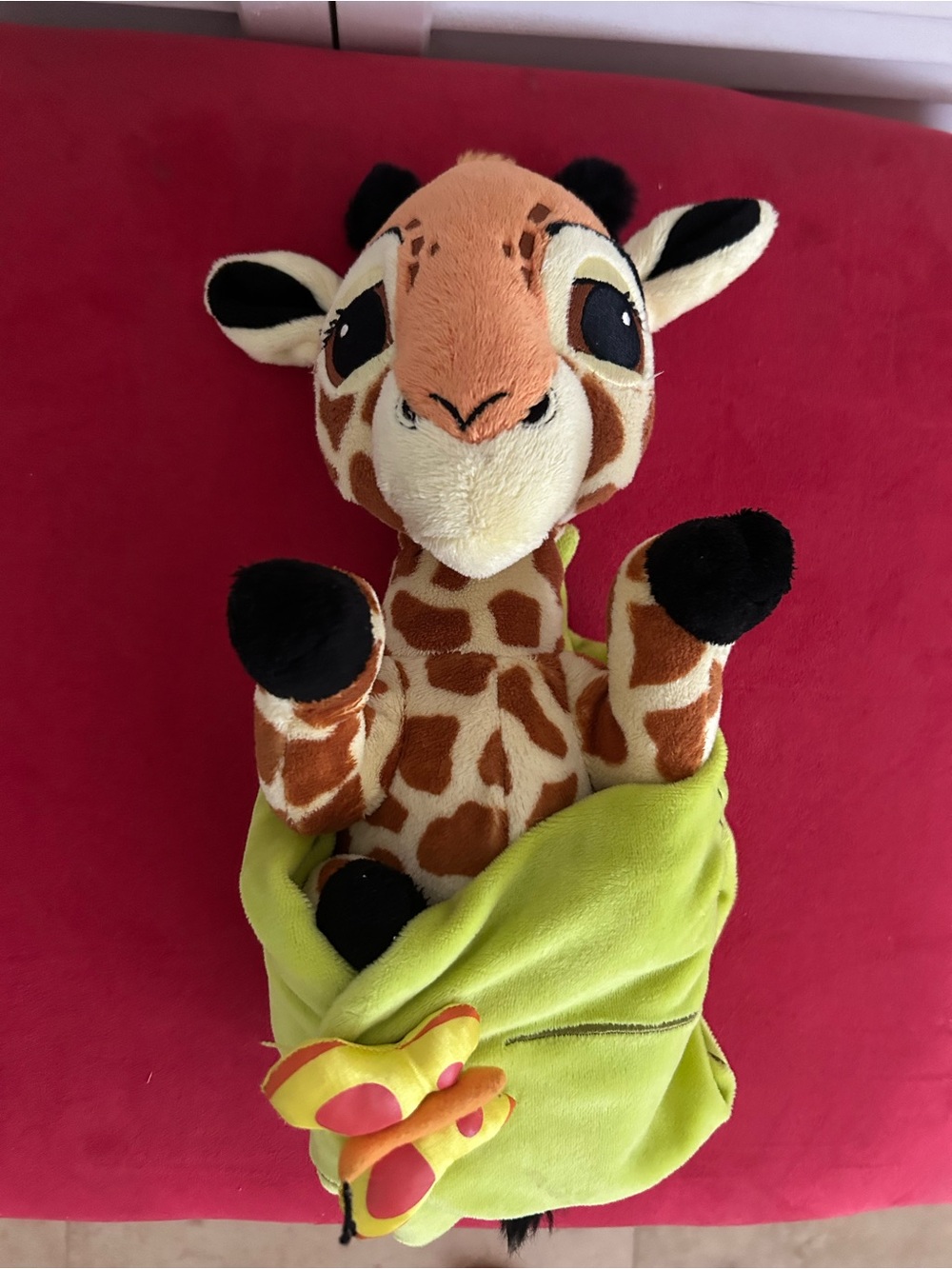 Disney Brown-and-Cream Giraffe Plush with Green Blanket